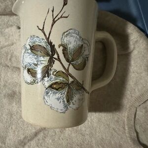 Vintage Ceramic Pitcher with Cotton Design